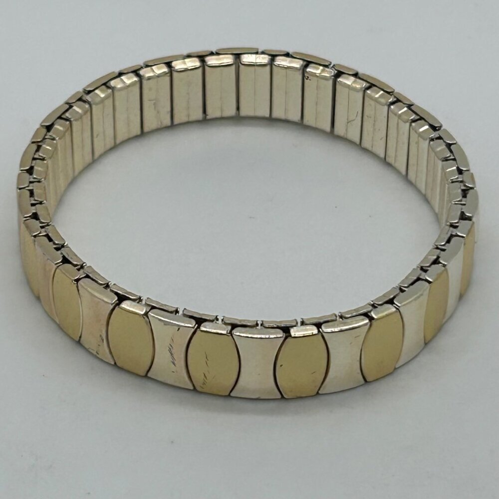 Vintage Two-Tone Gold & Silver Finish Expansion Stretch Link Bracelet Size 7 - Picture 10 of 15